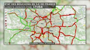 Plus de 1 000 km de bouchons cumulés en Île-de-France