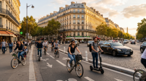 Mobilité douce Paris 2026 - vélo Vélib trottinette électrique et taxi combinés