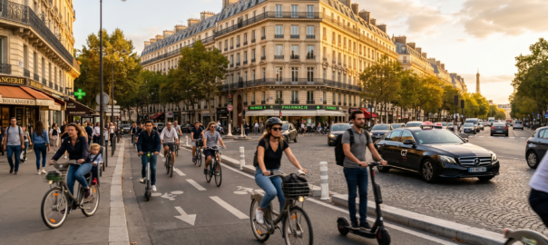 Mobilité douce Paris 2026 - vélo Vélib trottinette électrique et taxi combinés